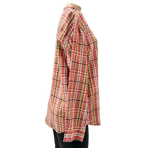 Ralph Lauren Linen Plaid Button Up Shirt Long Sleeve‎ Multicolor Women L - Picture 5 of 10